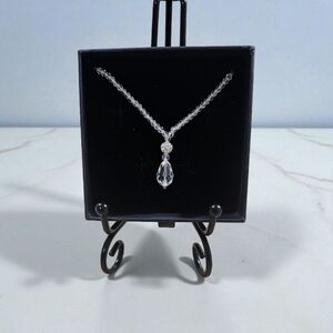 Swarovski Crystal Beaded Necklace,Pave Crystal Sphere with Clear Crystal Drop